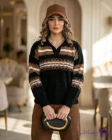 پولو شرت بافت زنانه مدل سرخپوستی کد 3362