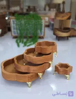 سینی اردو خوری چوبی پنج عددی پایه دار