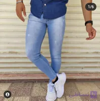 شلوار جین آبی مردانه تمام کش پنبه درجه یک