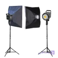کیت دو شاخه ویدیو لایت نورپردازی 300 وات مدل bk1201 با پایه و سافت باکس خارجی