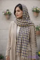 شال نخی طرح چهار خونه