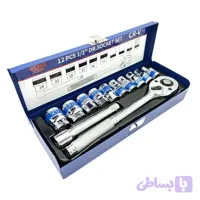 آچار بکس باس مدل 27_160-BS مجموعه 12 عددی جعبه فلزی سایز بزرگ اورجینال وارداتی کیفیت صنعتی درجه یک
