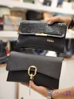کیف دستی دوشی سه خونه دو خونه دارای بند بلند زنانه دخترانه مشکی