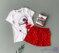 تیشرت شلوارک راحتی بچگانه دخترانه دختر کفشدوزکی نخ پنبه