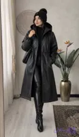 کت چرم بلند زنانه قد 100 R254180