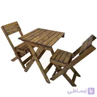 میز و صندلی دو نفره چوبی تاشو  کد 007