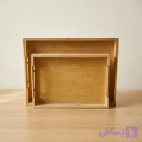 ست دوتایی سینی بامبو وارداتی دستگیره طلایی