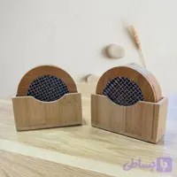زیر لیوانی بامبو ۶ تایی همراه با استند