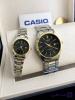 ست ساعت  خوشگل قسطی کاسیو‌ با کیفیت عالی ۲ رنگ‌‌ زنانه و مردانه  حک کاسیو casio ضد اب