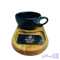 لیوان لاته خوری و سینی چوبی