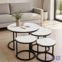 میز جلو مبلی عسلی چهار تکه مدل دایره سری 23 فلزی