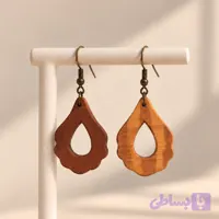 گوشواره چوبی دست ساز طرح اشک