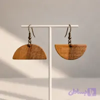 گوشواره چوبی دست ساز طرح نیم دایره تا به تا (کد BDIHP)
