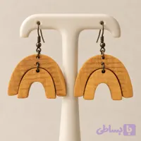 گوشواره چوبی دست ساز آویزی طرح قوس