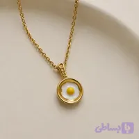 گردنبند استیل زنانه فانتزی ماهیتابه نیمرو سه بعدی طلایی