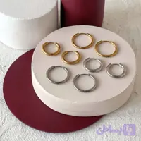 گوشواره استیل حلقه‌ای ساده با قفل لولایی