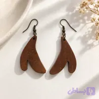 گوشواره چوبی دست ساز طرح برگ خمیده (کد 1EAN2)