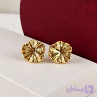 گوشواره میخی زنانه طرح دایره چین‌دار طلایی