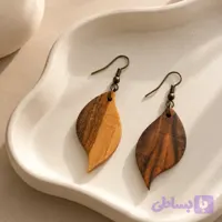 گوشواره چوبی دست ساز طرح برگ