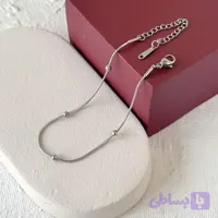 دستبند استیل زنجیر ماری توپی ظریف نقره‌ای