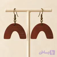 گوشواره چوبی دست ساز طرح قوس (کد ABQZD)