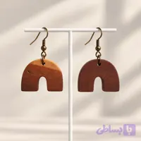 گوشواره چوبی دست ساز طرح نعل کوچک (کد UC4PI)