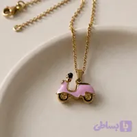 گردنبند استیل زنانه موتور سه بعدی صورتی طلایی