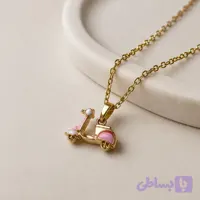 گردنبند استیل زنانه موتور سه بعدی سفید صورتی طلایی (کد RNRWT)