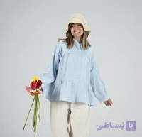شومیز مانتویی عروسکی لینن وارداتی فری سایز زنانه