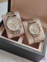 ست ساعت مردانه و زنانه الگانس اصل سه موتور فعال بند استیل