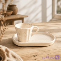 ست فنجان و زیرفنجانی سرامیکی مات مدل استوانه (مجموعه شش عددی)