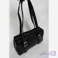 کیف دوشی چرمی سگکدار مشکی و قهوهای ابعاد 27 در 15 با دو زیپ