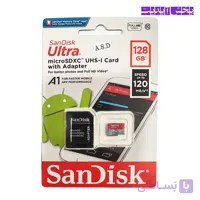 کارت حافظه میکرو اس دی 128 گیگ سن دیسک SanDisk Uitra microSDXC UHS-I card with adapter Full HD Video\C10 A1 speed UP TO 120MB\s
