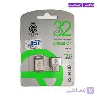 فلش مموری کوئین تک مدل +UNIQUE C ظرفیت 32 گیگابایت به همراه مبدل USB به تایپ سی رنگ طلایی