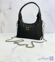 کیف دوشی مینی میا میا (Miu Miu Mini) - مدل کژوال مشکی با بند زنجیری