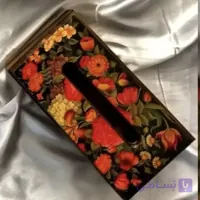 جا دستمال کاغذی چوبی طرح‌دار، صنایع دستی با روکش رزین