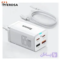 شارژر رومیزی باسئوس مدل GaN3 Pro-65W به همراه کابل USB-C