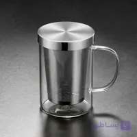 لیوان دمنوش پیرکس با تفاله گیر درب استیل
