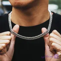 گردنبند استیل پهن ده‌میل مردانه