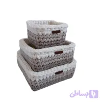 سبد وسایل کودک تریکو طرح سیسمونی مجموعه 3 عددی(سبد دستبافت نظم دهنده وسایل)