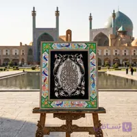 قلمزنی طرح بسم الله با قاب مینیاتور گل و بلبل برجسته 30در40