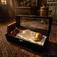 پک هدیه زعفران همراه با قوری قاجاری و هاون و جعبه خاتم کاری