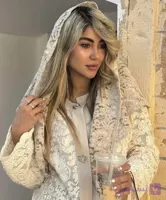روسری مجلسی گیپور مخمل کوب کرم