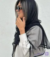 شال توری مشکی نوار دوزی دارای رنگبندی