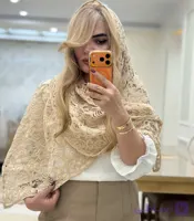 شال مجلسی گیپور مخمل کوب کرم استخونی