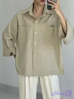 شومیز لینن زنانه خاکی رنگ