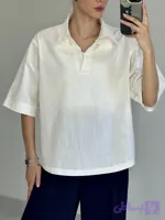 شومیز لینن ترک زنانه سفید
