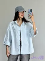 شومیز لینن آبی پاستلی