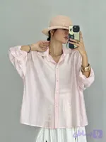 شومیز شیشه‌ای زنانه صورتی پاستلی
