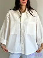 شومیز لینن زنانه سفید شیری